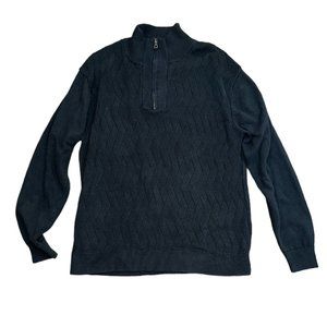 Men's Weatherproof Vintage Cotton Black Cable Knit Quarter Zip Sweater Size‎ XL